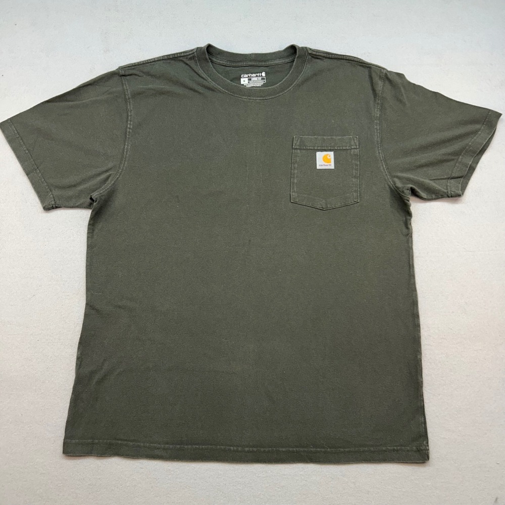 Carhartt Mens Loose Fit Heavyweight Pocket T-Shirt Green Size M K87 Workwear